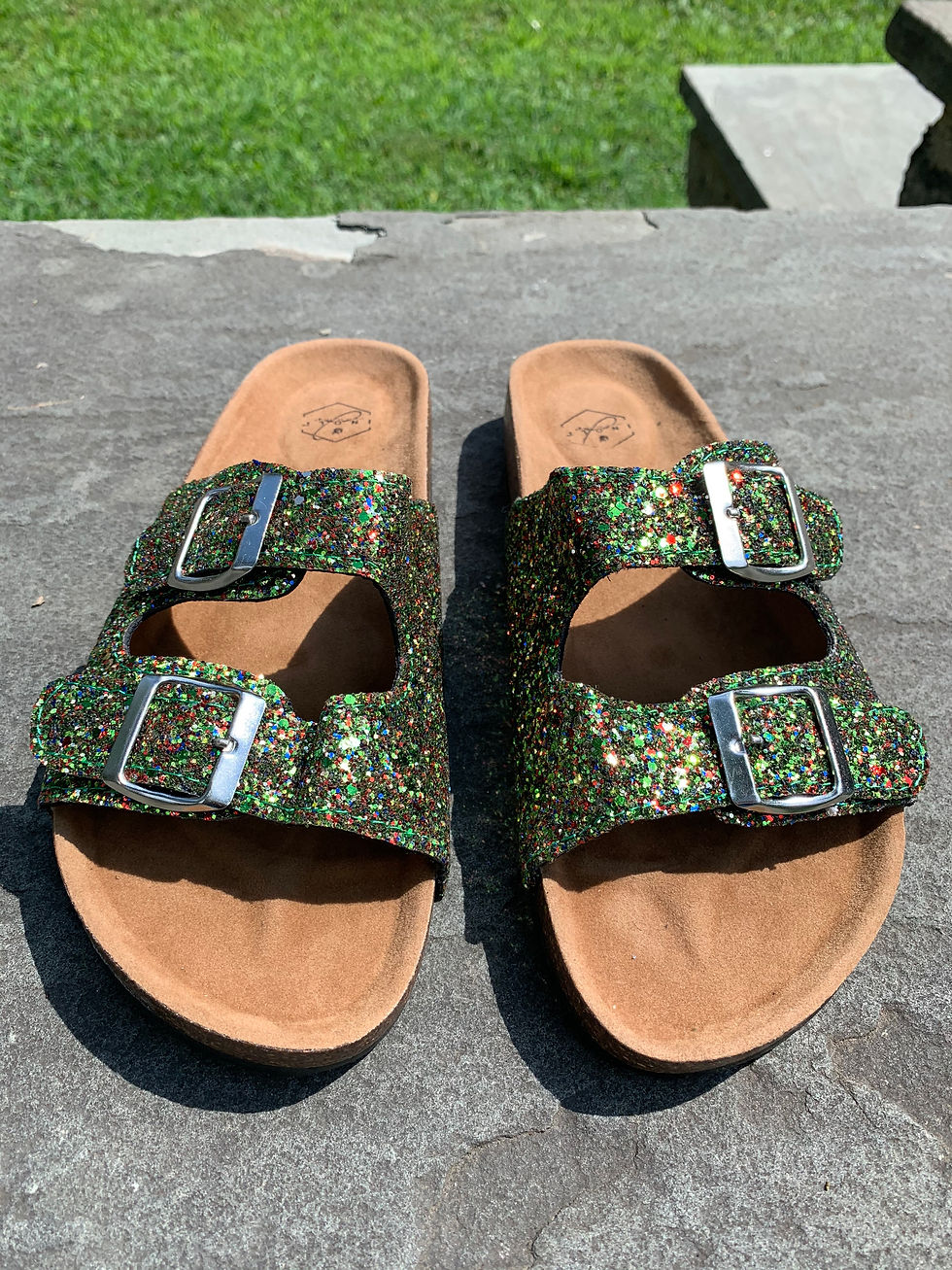 Thumbnail: MONEY GREEN GLITTERATI SANDALS
