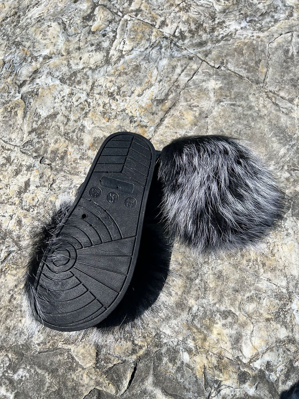 Thumbnail: INOLI BRAND FROSTY BLACK FUR SLIDES
