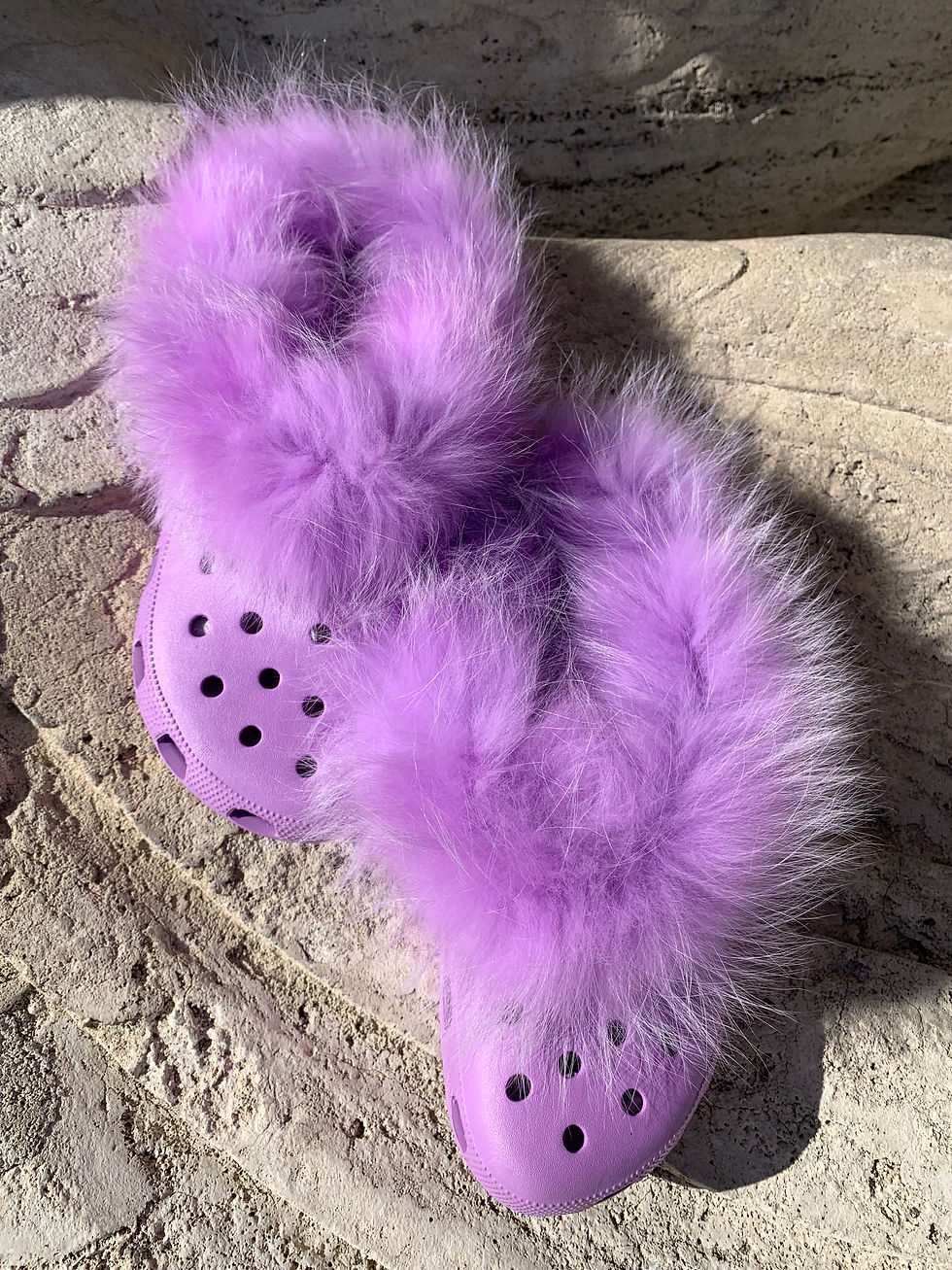 Thumbnail: INOLI BRAND ENOLA SHEEPSKIN AND FUR CROCS IN LILAC