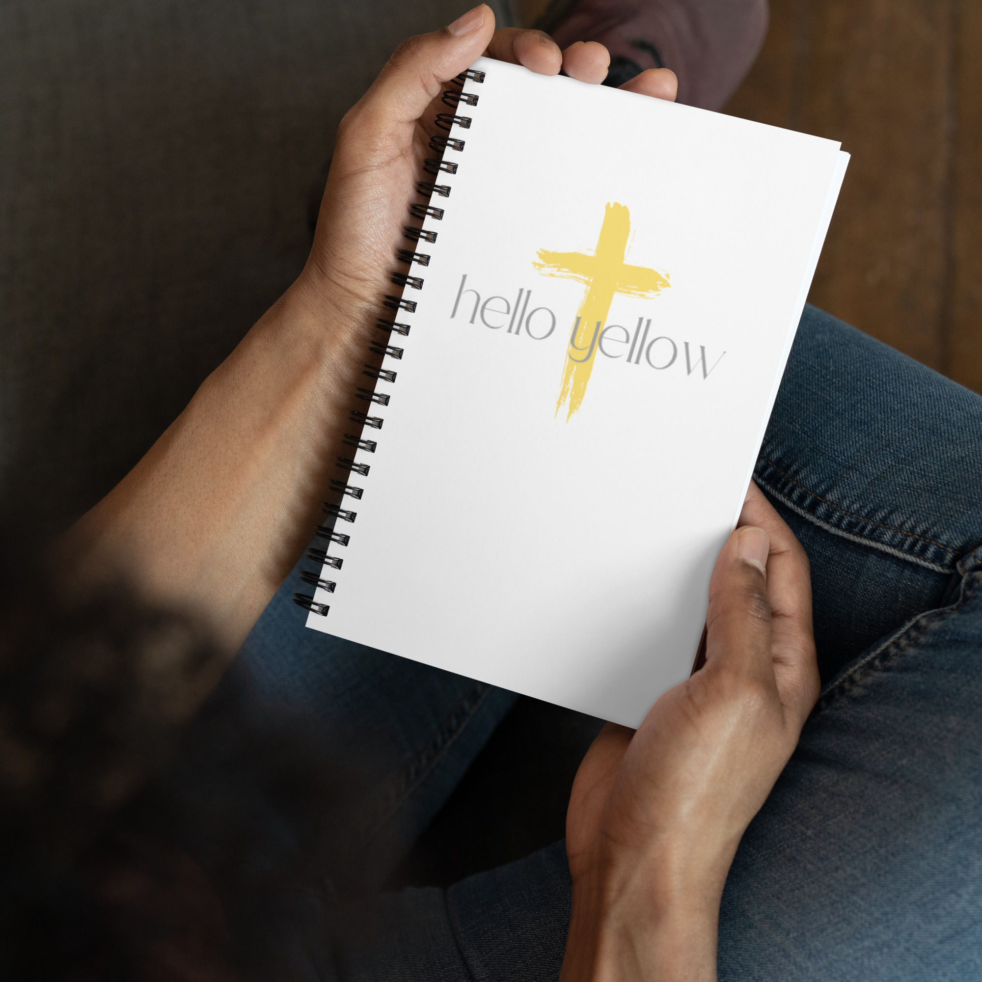 Hello Yellow Cross Spiral notebook