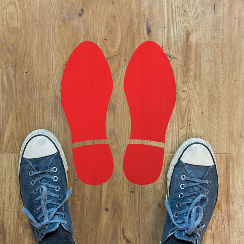 Thumbnail: social distancing self adhesive vinyl feet shoe floor stickers