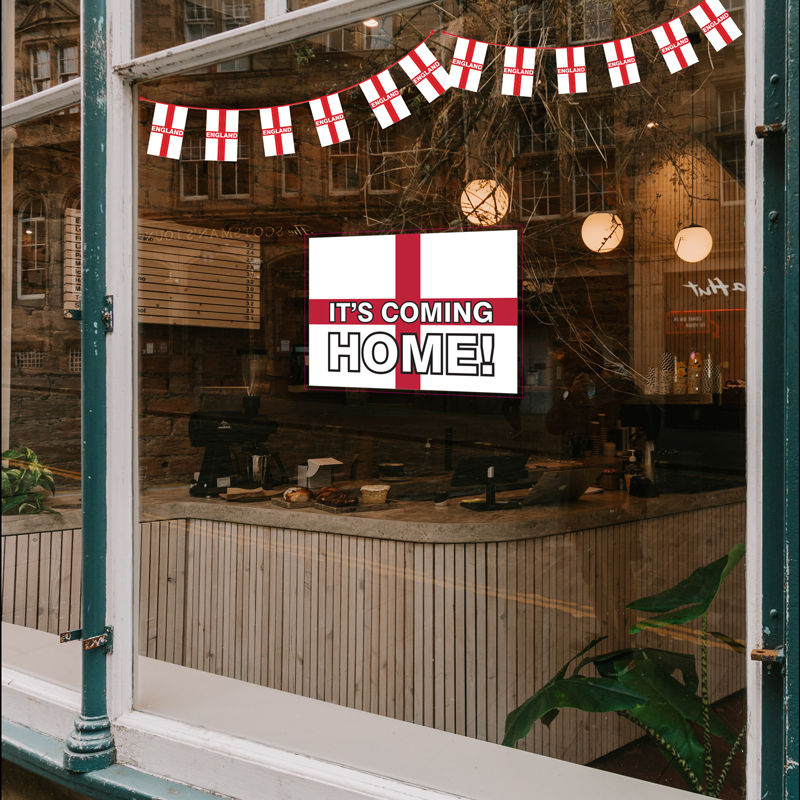 'It's Coming Home' England A4 Flag Window Vinyl / Sticker