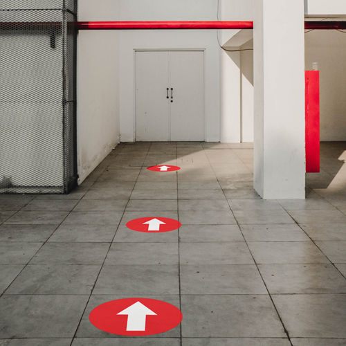 Thumbnail: social distancing arrow directional one way system floor stickers