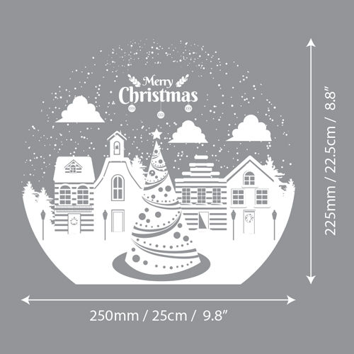 Christmas Village Winter Snow Scene Window Sticker