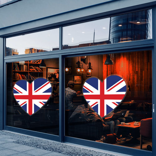 Thumbnail: Union jack heart window vinyl