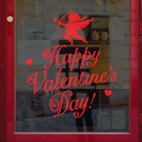 Thumbnail: happy valentine day cupid love hearts window sticker