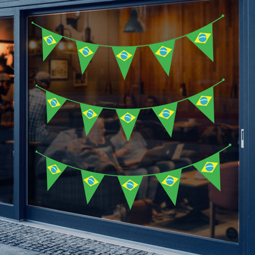 Brazil Flag Window Triangle Bunting Vinyl