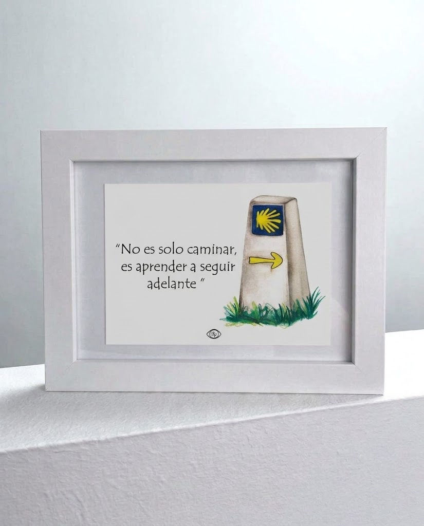 Hito del Camino con frase