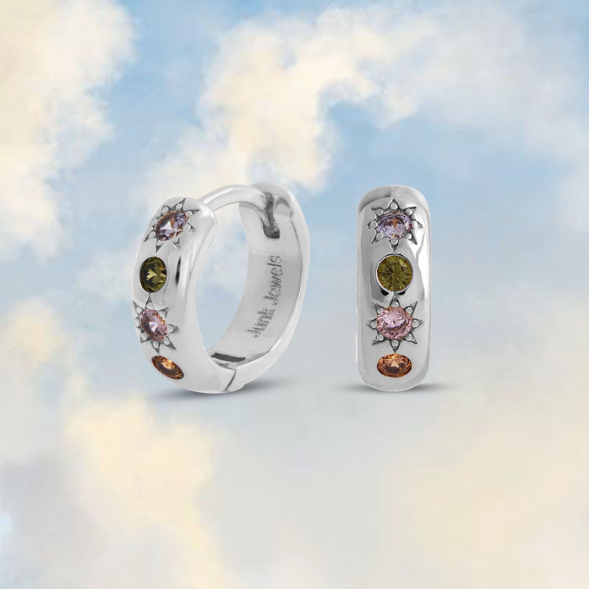 Pastel Stone Petite Hoop Earrings