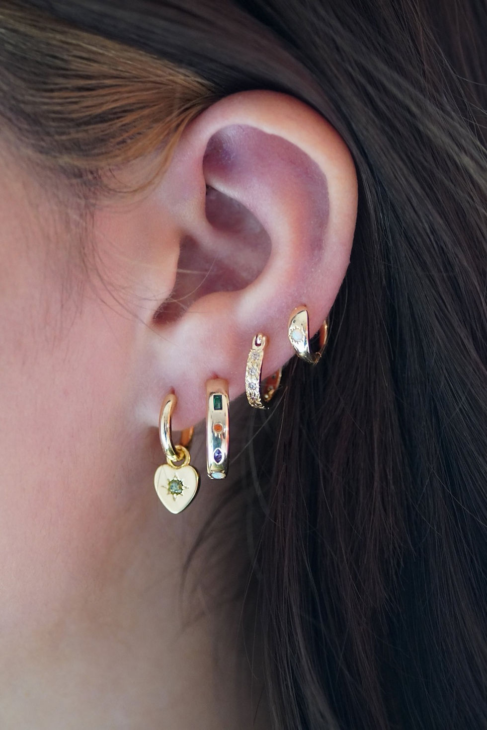 Thumbnail: Kaleidoscope Gemstone Hoop Earrings