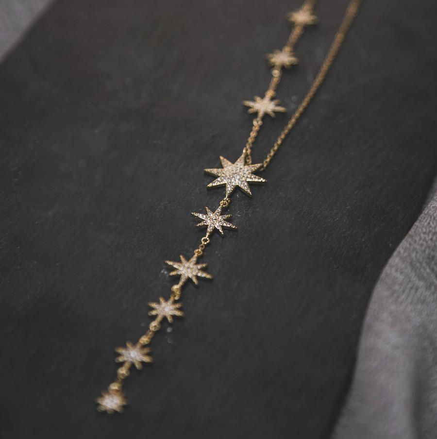 Thumbnail: Juliet Star Burst Y Drop Necklace
