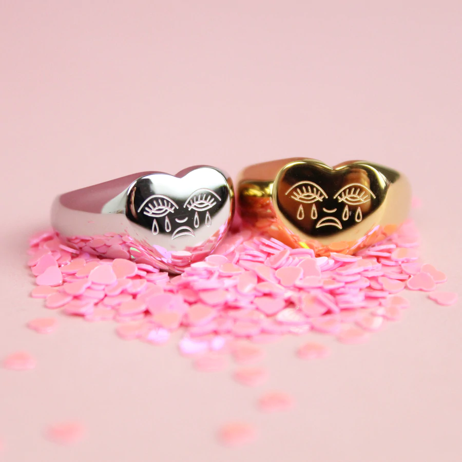 Thumbnail: Crying Heart Ring - Silver