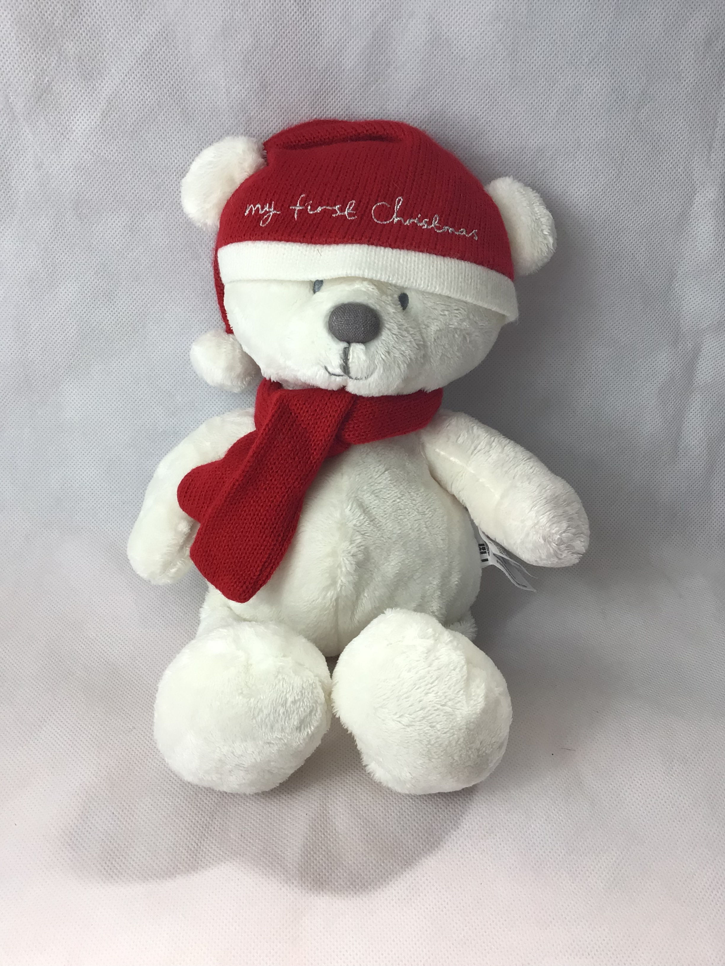 Mothercare My First Christmas Plush Soft Toy Teddy Approx 10” Seated (G)