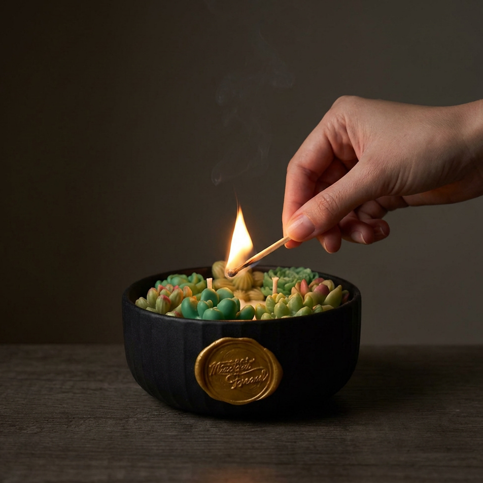 Küçük resim: Siyah Sukulent Soya Mum