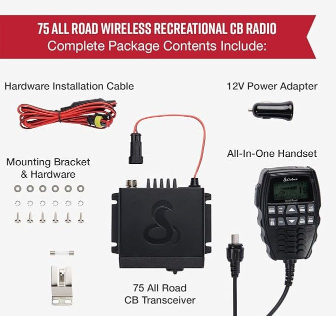 Thumbnail: Cobra 75 All Road C75BTFM 40 Channel Remote CB Radio with Bluetooth and FM