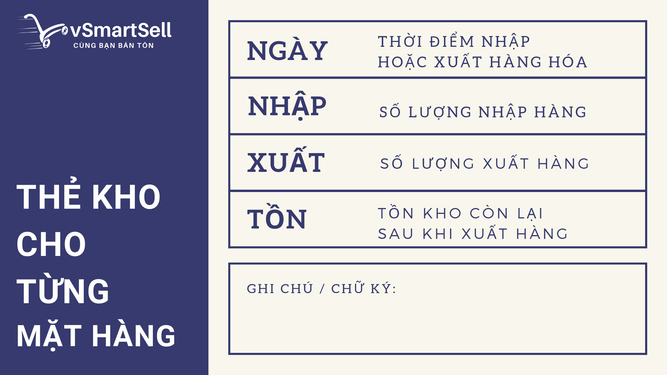 Thẻ kho cho từng mặt hàng