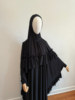 Black Kaftan with Ruffles & Tiered Shayla