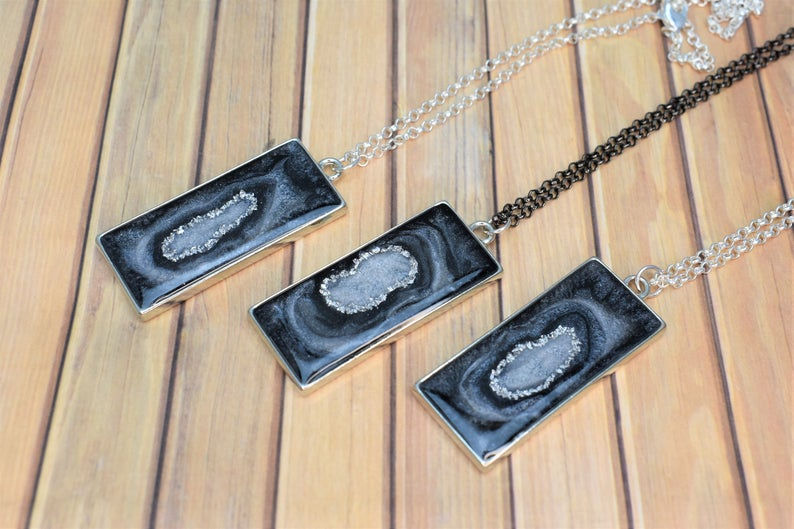 Thumbnail: Black Geode Resin Necklace