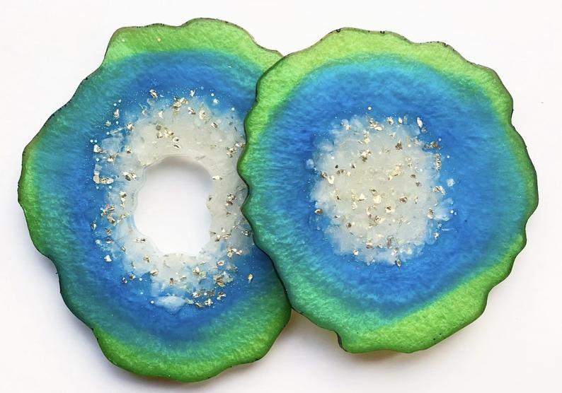 Thumbnail: Two Tone Agate Geode Resin Coasters