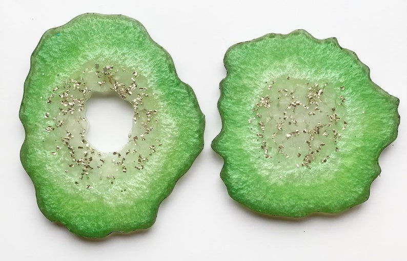 Thumbnail: Green Agate Geode Resin Coasters