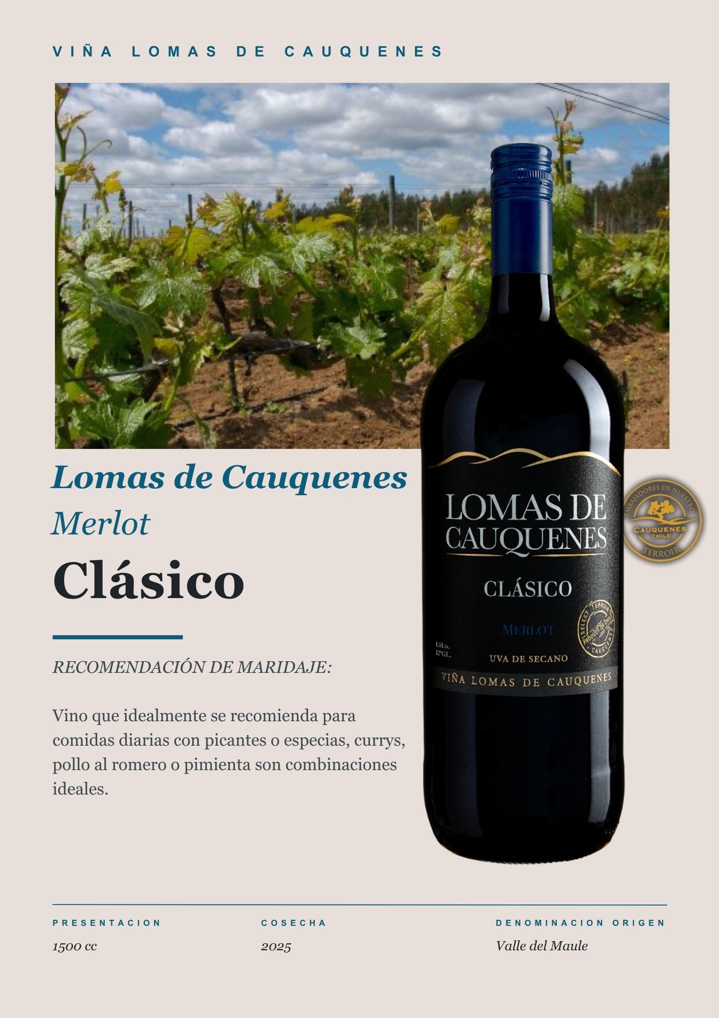 Lomas de Cauquenes Clásico Merlot 1500cc