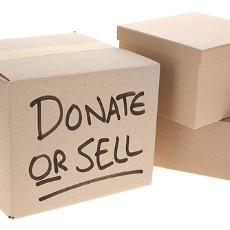 organize & declutter cardboard box donate or sell