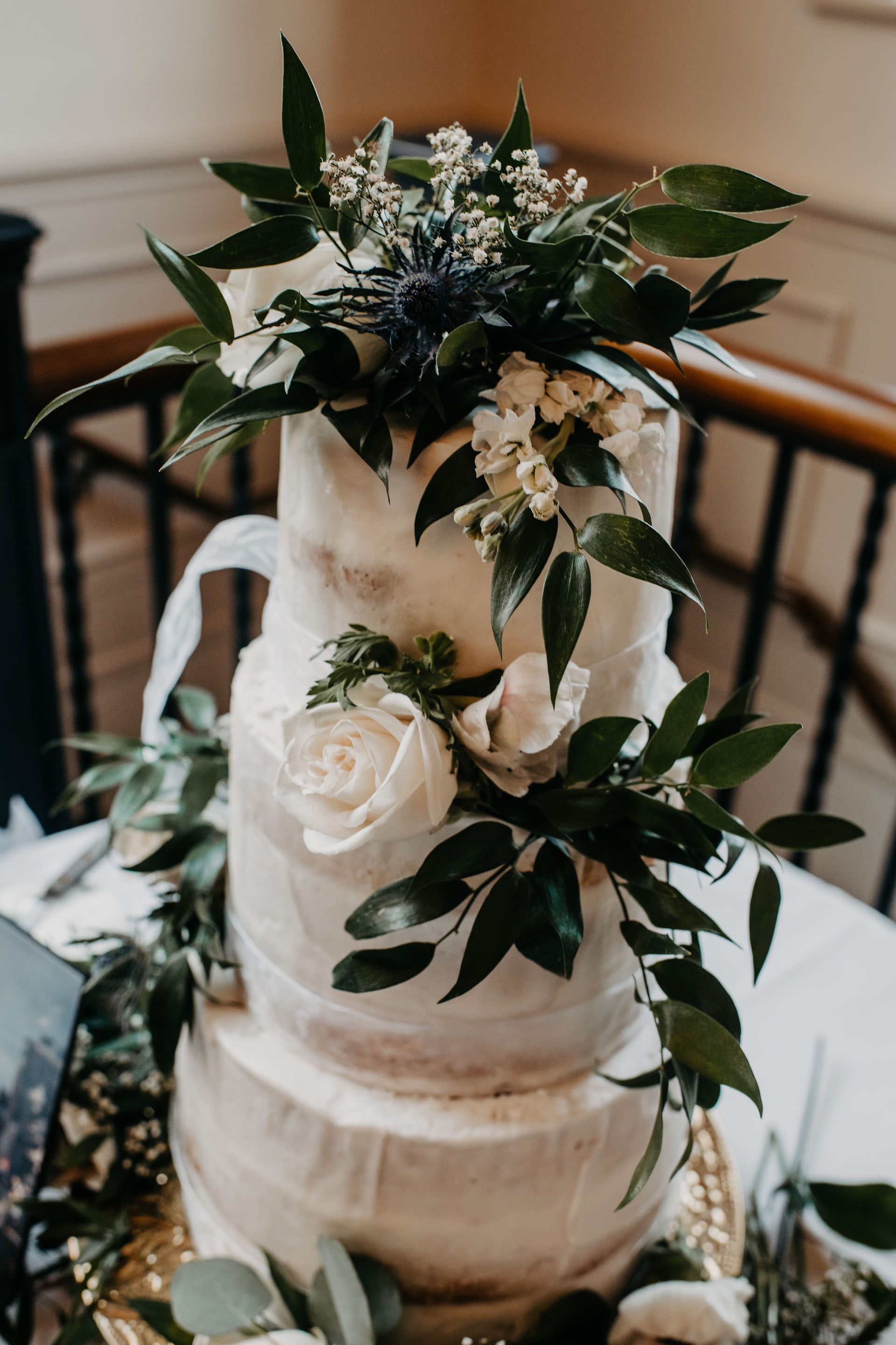 Flowers on Wedding Cake in East Aurora
