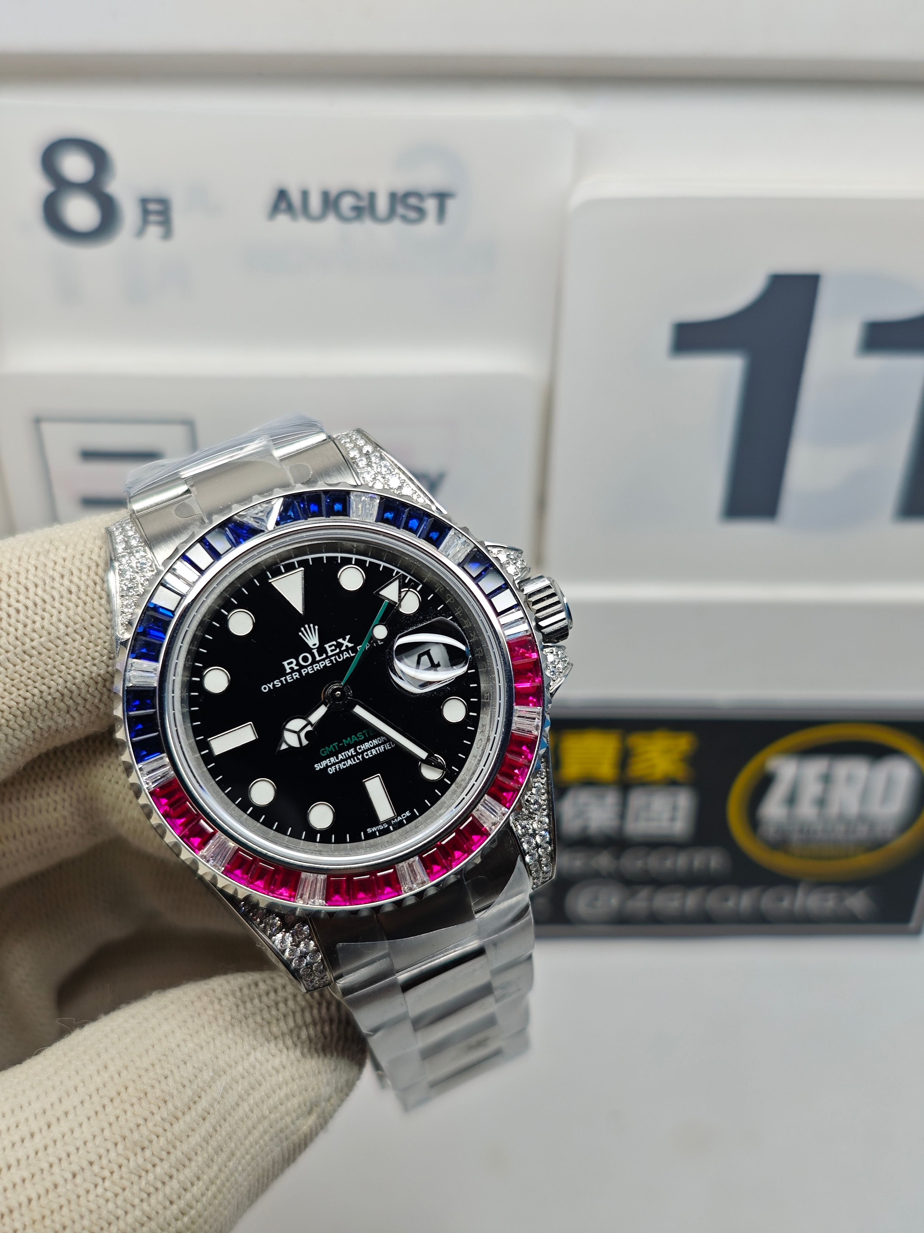 頂規復刻勞力士格林威治116759SARU GMT【客製化手工鑲嵌莫桑】