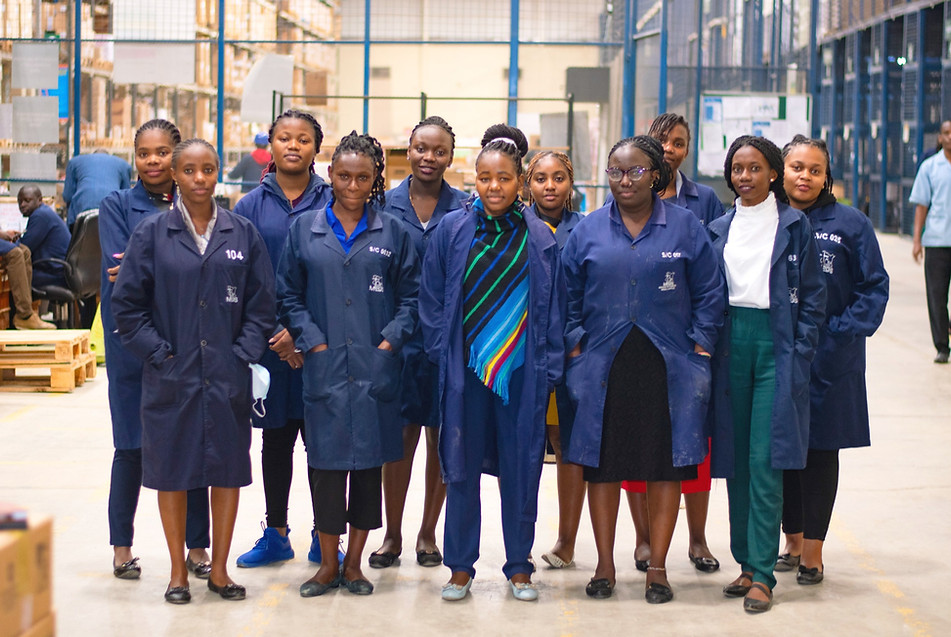 Interns in a warehouse