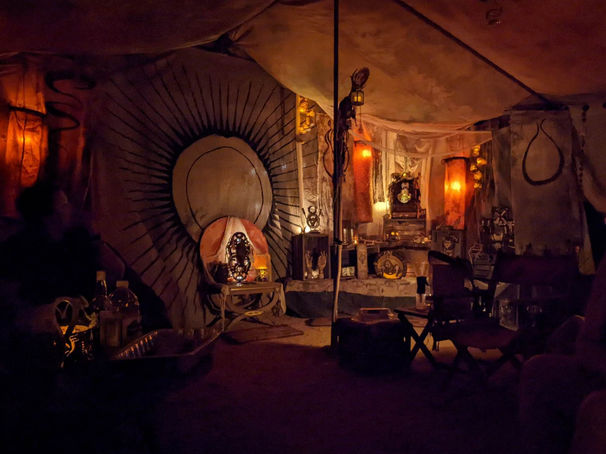 Inside of the 2022 Hovel at night.