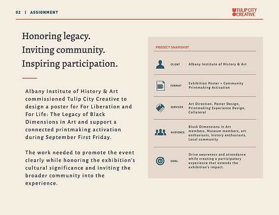 Project overview for Albany Institute of History and Art exhibition poster and community printmaking activation