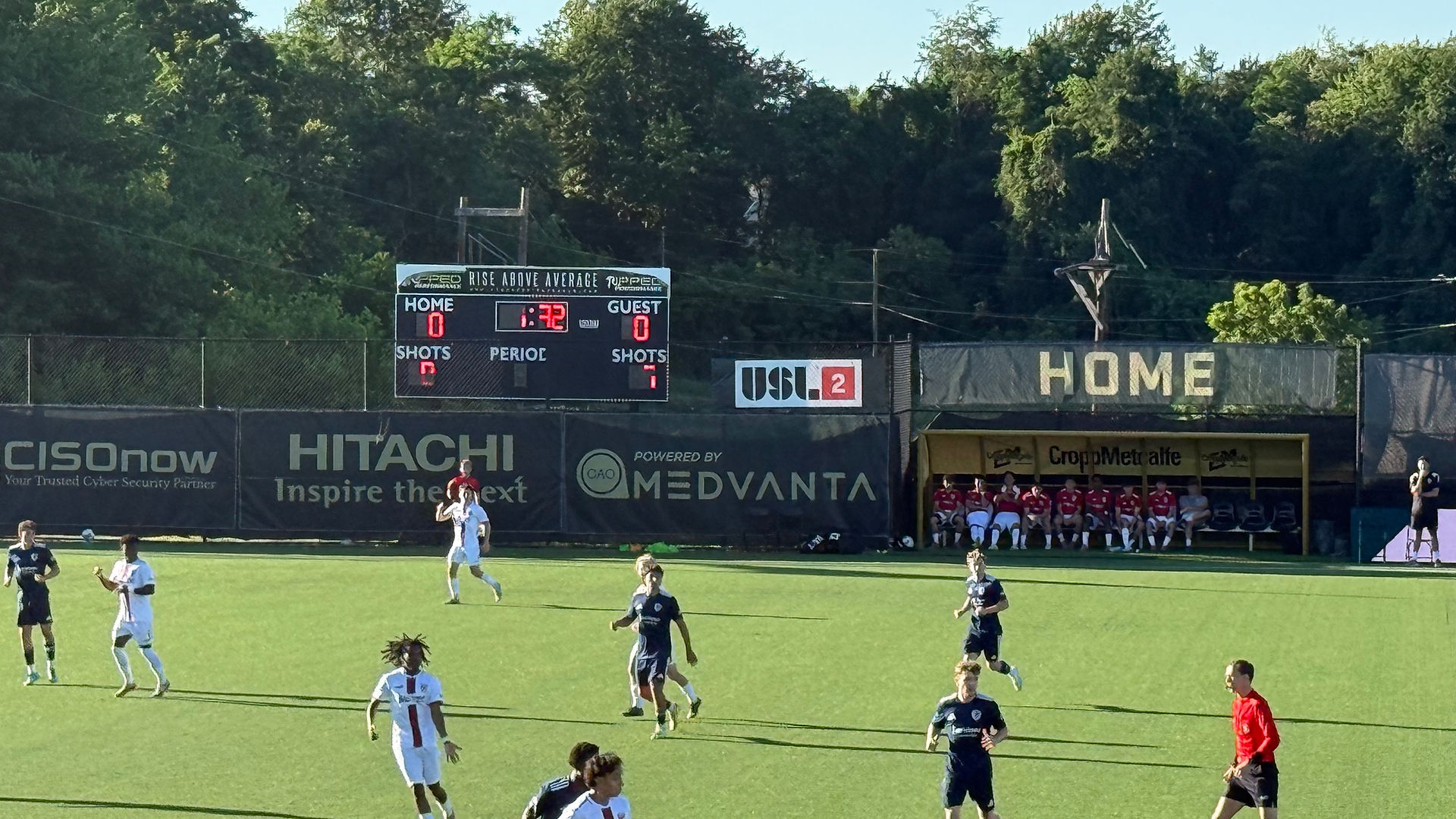 The scoreboard at RavenTek Park.
