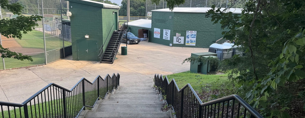 The stairs to the baseball field at a D.C. Grays game at Woodbridge High School