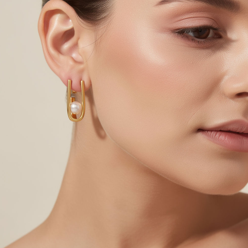 Thumbnail: Avirablu Modern Bar Pearl Hoops