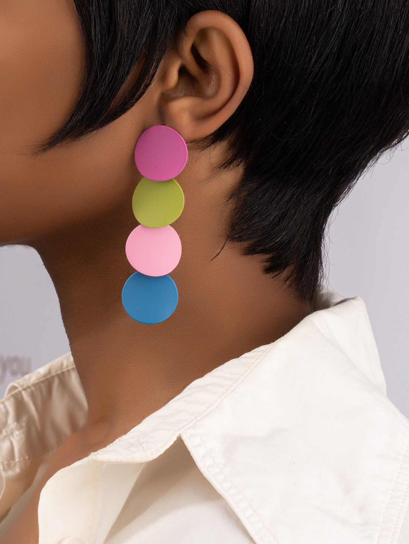 Color Drop Circle Earrings 