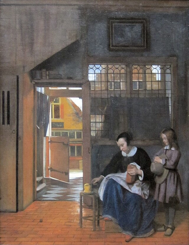 Pieter de Hooch’s A Woman Preparing Bread and Butter for a Boy (1660)