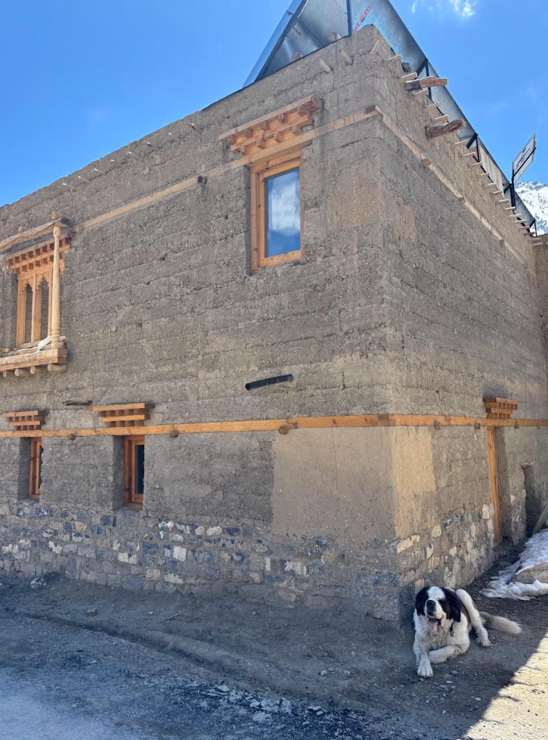A traditional house under construction