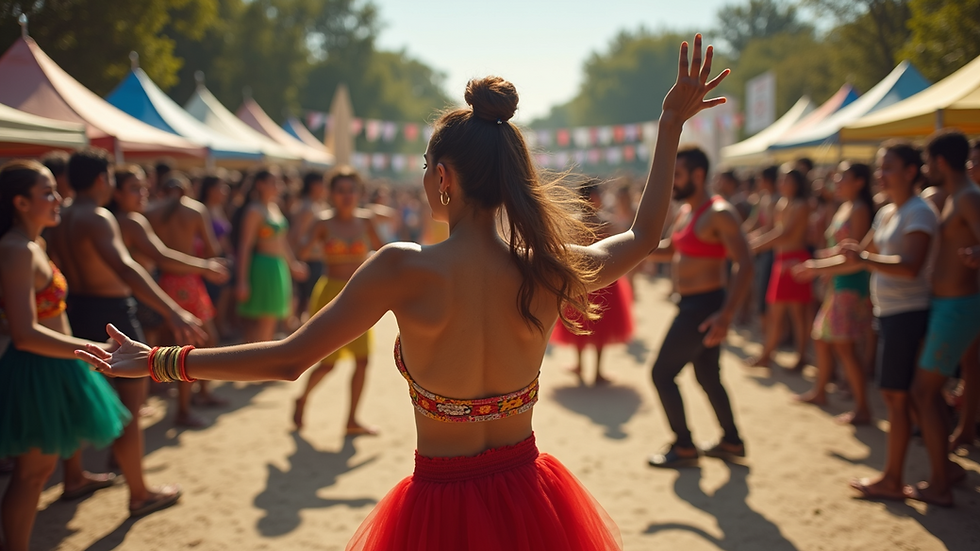 High angle view of a vibrant urban dance performance in a community festival