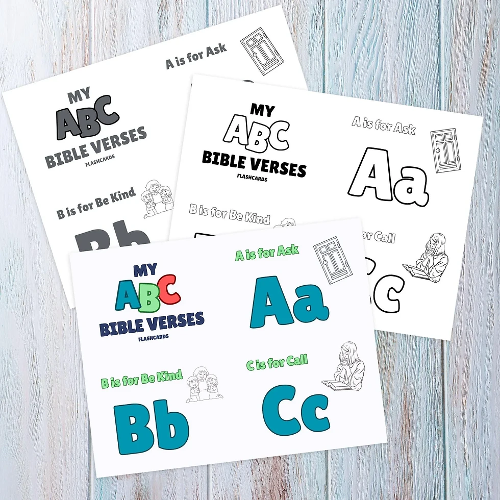 Thumbnail: ABC Bible Verse Flashcards: Available in Color, Greyscale and Coloring Ready