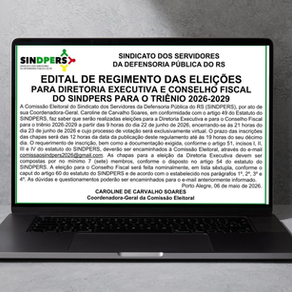 Publicado edital das eleições do SINDPERS; inscrições estão abertas até o dia 15 