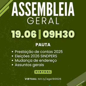 SINDPERS convoca Assembleia Geral para o dia 19 de junho