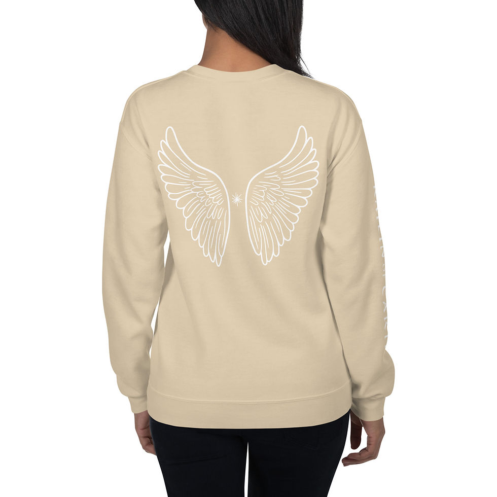 Thumbnail: "Angel Wings" Back + Sleeve Print Unisex Crew Neck Sweatshirt