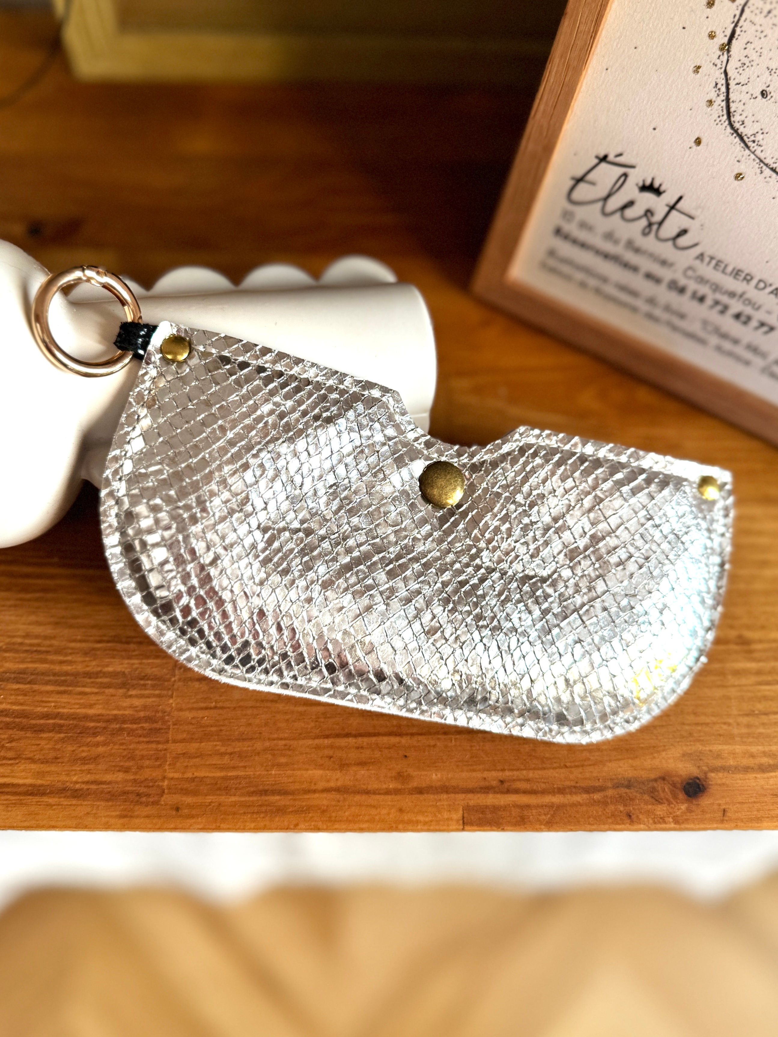 Étui lunettes cuir argent M ou L