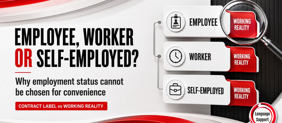 UK employment status - Employee, Worker or Self-Employed.