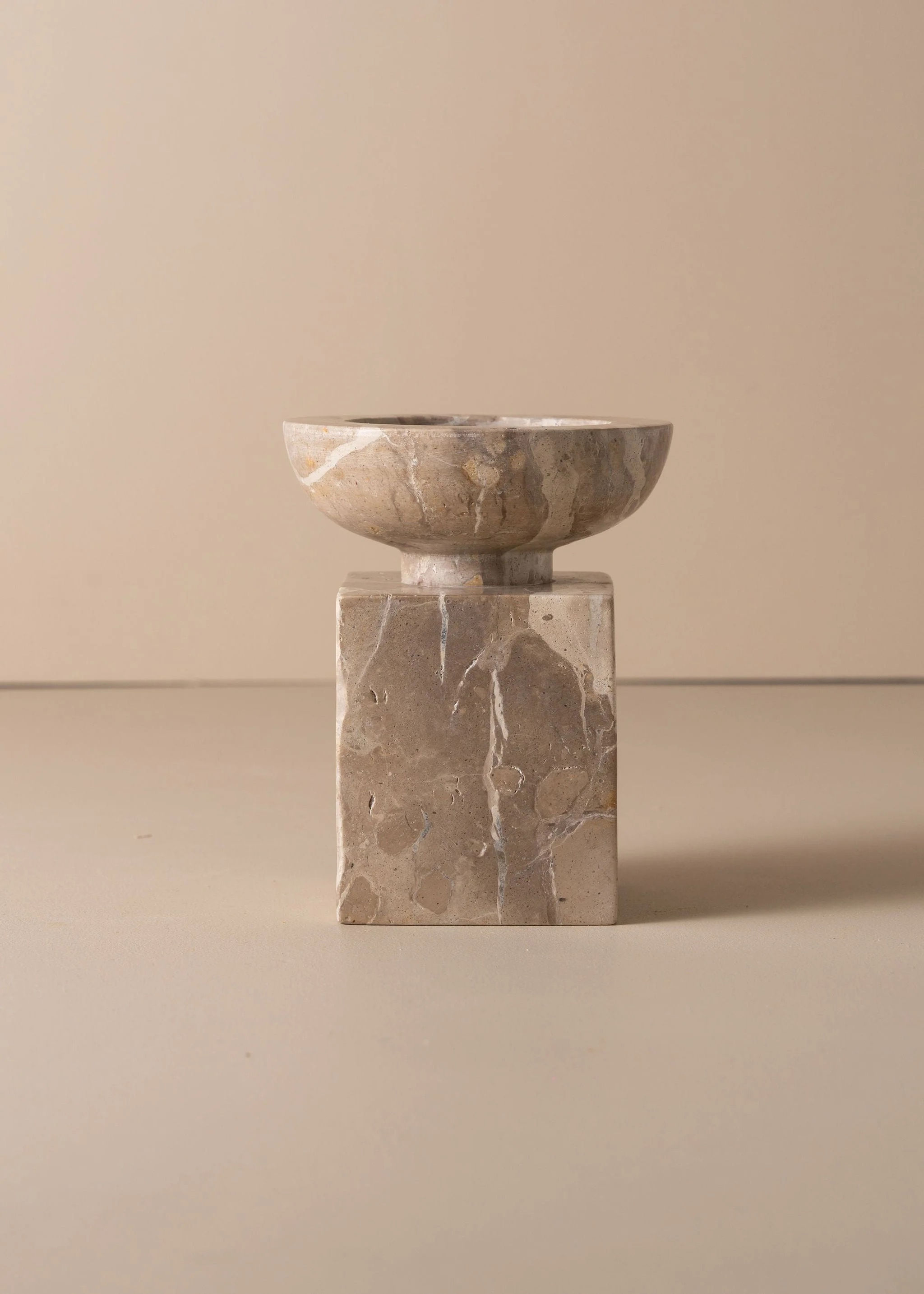 Opus Small Marble Candle Holder | Nougat