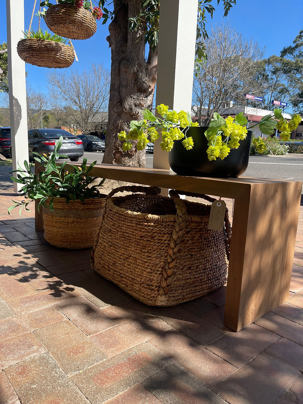 Thumbnail: Waterhyacinth Rounded Square Basket w/Plaited Handles