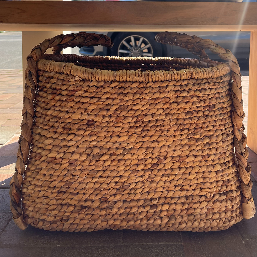 Thumbnail: Waterhyacinth Rounded Square Basket w/Plaited Handles