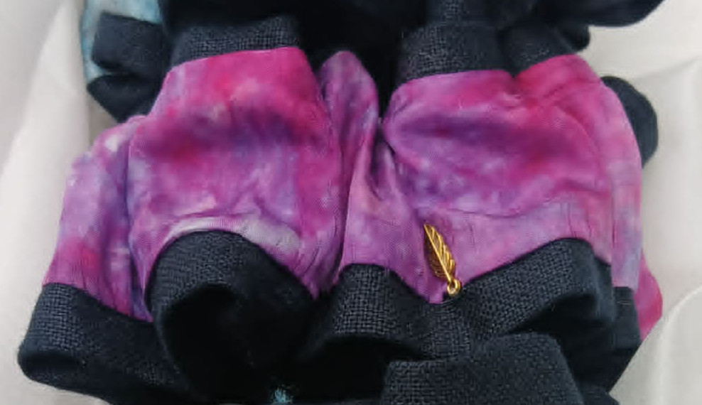 Irish linen and hand dyed silk luxury scrunchies.