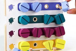 Children Wooden Screw Nut Disassembly Shape Color Matching Building Blocks Monte