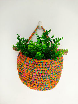 Plant Hanger Made With Yarn Scraps